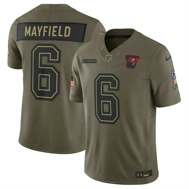 Men's Tampa Bay Buccaneers #6 Baker Mayfield Olive 2025 F.U.S.E. Salute to Service Limited Stitched Football Jersey